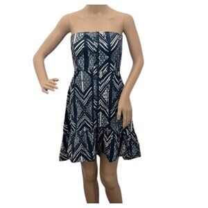 Quiksilver Womens Navy Blue & White Strapless Colorblock Ruffled Sundress Size S
